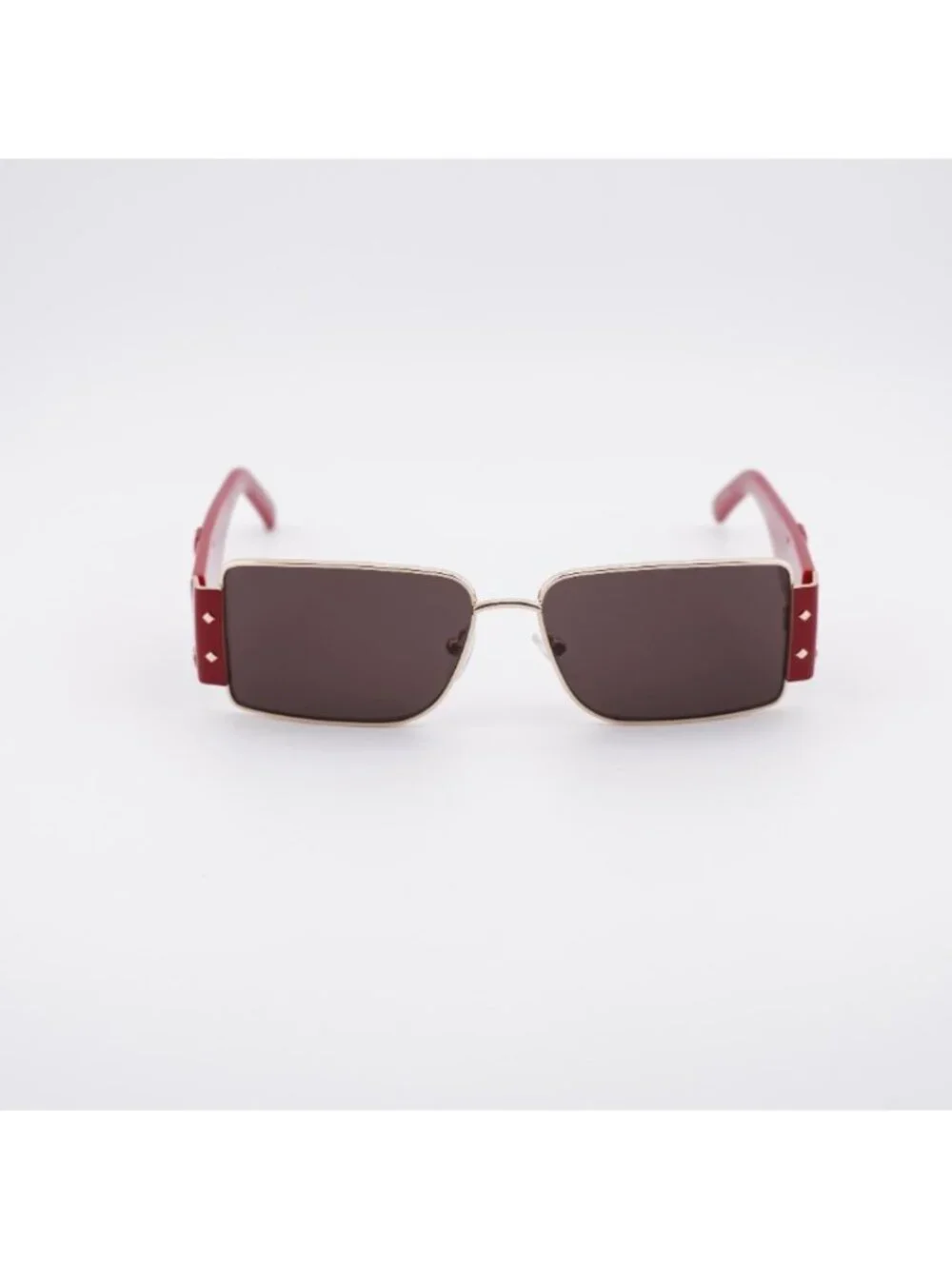 MCM MW0012 32E Sunglasses Pale Gold/Red Rectangle Frame, Mauve Lenses